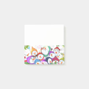 Happy Snowmans Merry Christmas Party Funny Drawing Post-it Notes