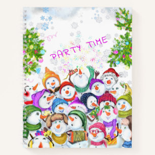 Happy Snowmans Merry Christmas Party Notebook