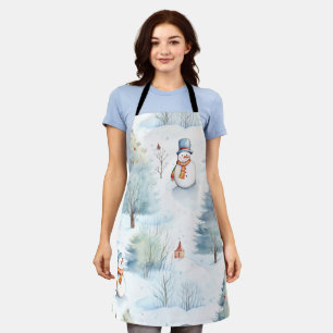 Happy Snowmen Pattern Apron