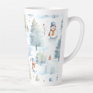 Happy Snowmen Pattern Latte Mug