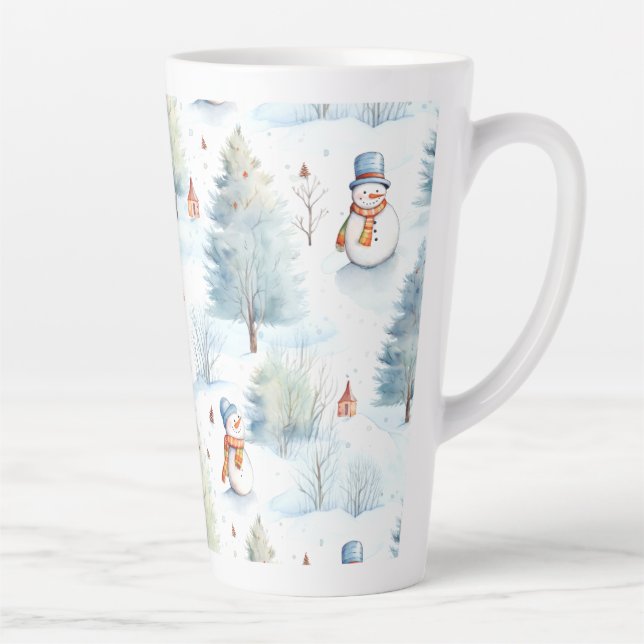Happy Snowmen Pattern Latte Mug (Right)