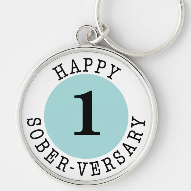 Happy Sober-versary Card Key Ring (Front)