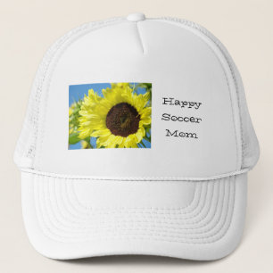 Happy Soccer Mum hats Yellow Sunflowers Sports