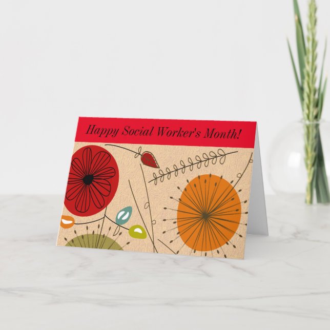 Happy Social Worker's Month Floral Thank You Card (Front)