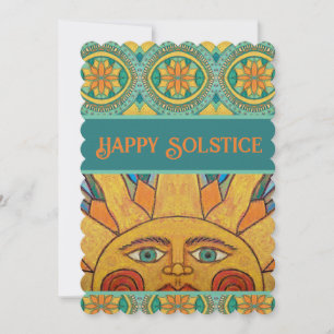 Happy Solstice Sun Mandala Greeting Card