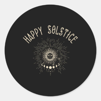 Happy Solstice Winter Sun Celestial Classic Round Sticker
