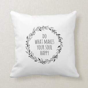 Happy Soul Pillow, Mood Pillow, Quote Pillow