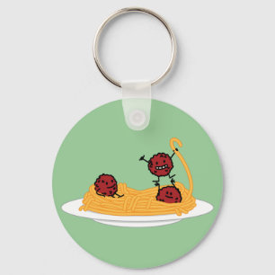 Happy Spaghetti and Meatballs Key Ring