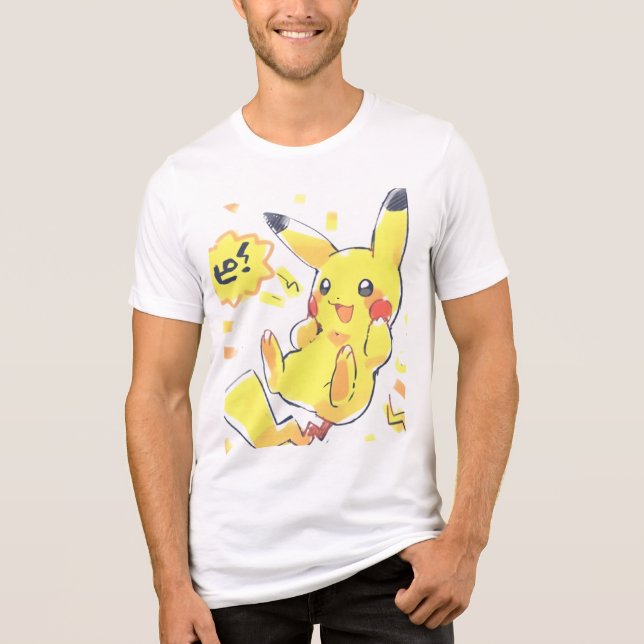 Happy Spark Pikachu (pokemon) Tri-Blend Shirt (Front)