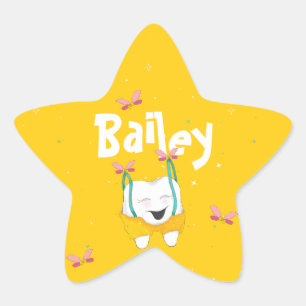 Happy Sparkly Magical Cute Flying Tooth Yellow Star Sticker