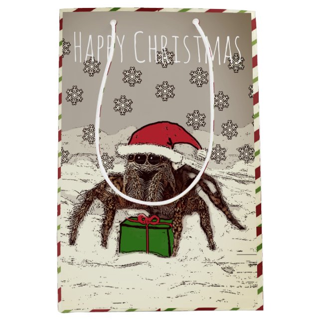 Happy Spider Christmas Custom Name Gift Bag (Front)