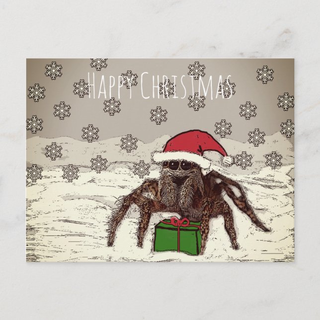 Happy Spider Christmas Postcard (Front)