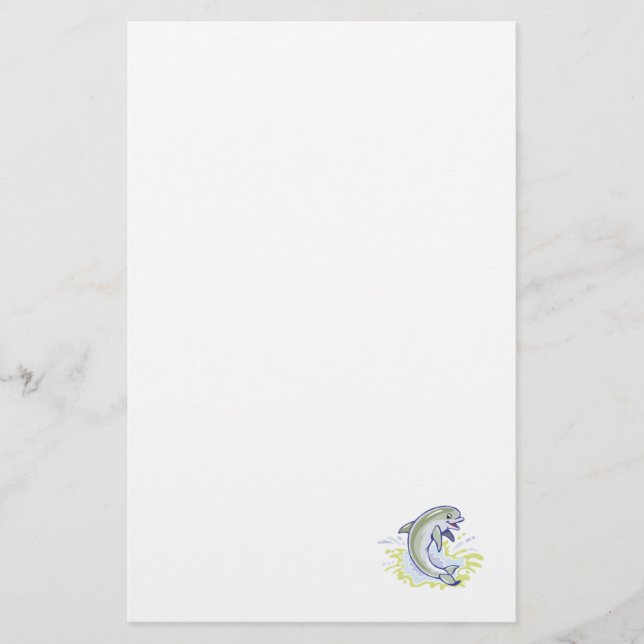 happy splashing baby dolphin stationery (Front)