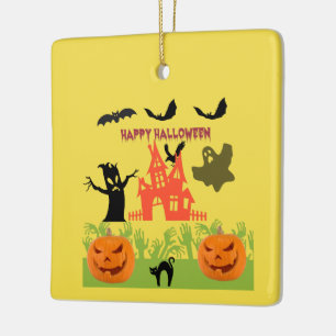 Happy Spooktastic Halloween Ceramic Ornament