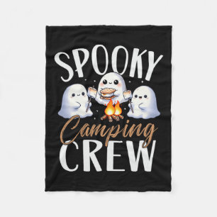 Happy Spooky Camping Crew Halloween Campfire 2024 Fleece Blanket