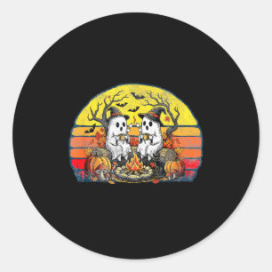 Happy Spooky Camping Crew Halloween Campfire  Classic Round Sticker