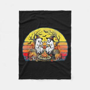 Happy Spooky Camping Crew Halloween Campfire  Fleece Blanket
