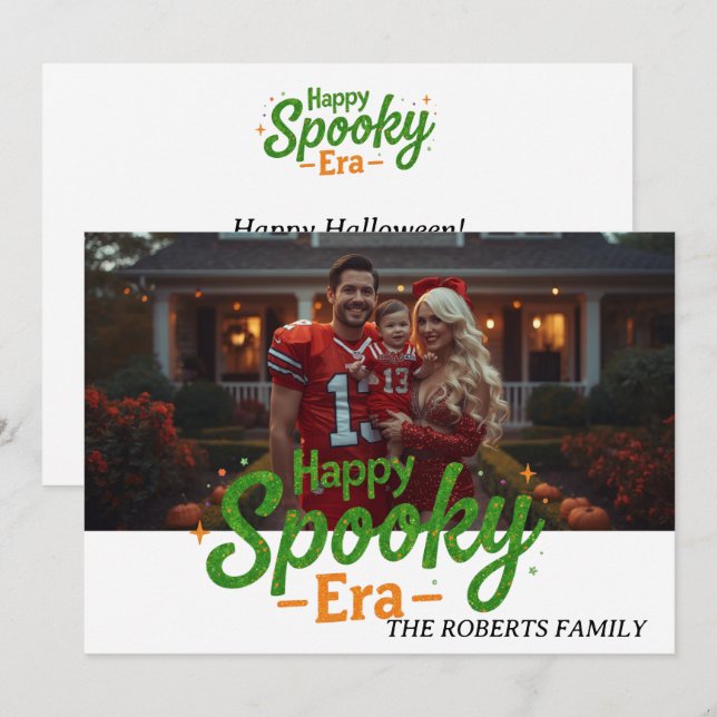 Happy Spooky era card, family photo halloween card (Front/Back)