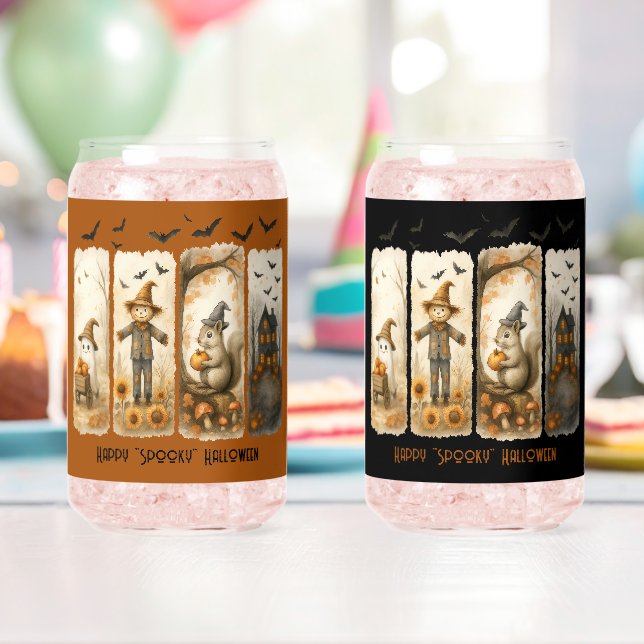 Happy Spooky Halloween Scenes Drinkware Set Can Glass (Insitu (Birthday))