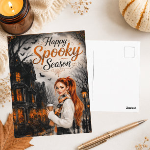 Happy Spooky Season Cosy Happy Halloween Postcard