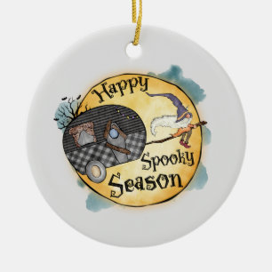 Happy Spooky Season   Halloween Camping Ceramic Ornament