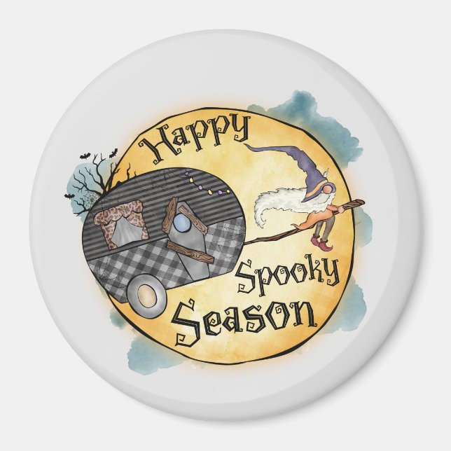 Happy Spooky Season Witch Camper Van Magnet (Front)