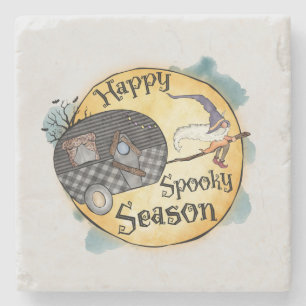 Happy Spooky Season Witch Camper Van Stone Coaster