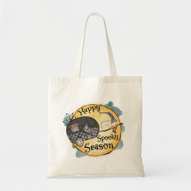 Happy Spooky Season Witch Camper Van Tote Bag (Front)