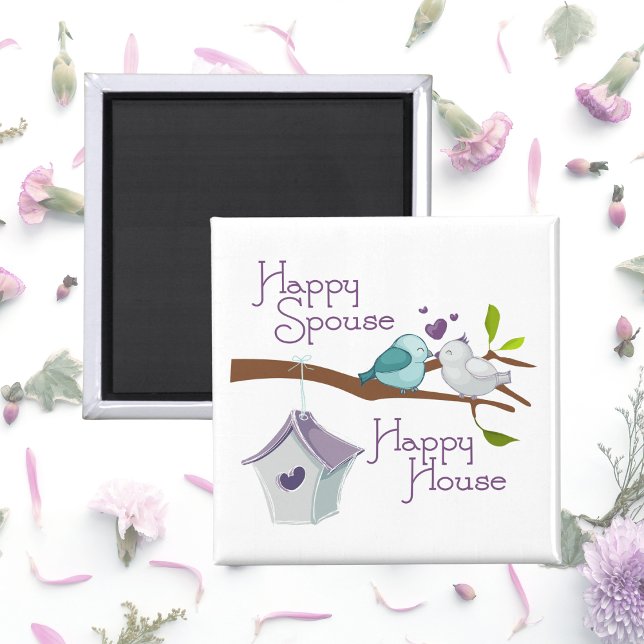 Happy Spouse Happy House Cartoon Love Birds Magnet (Creator Uploaded)
