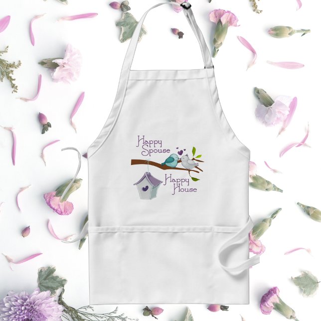 Happy Spouse Happy House Cartoon Love Birds Standard Apron (Creator Uploaded)