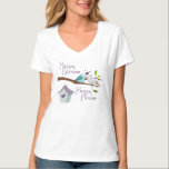 Happy Spouse Happy House Cartoon Love Birds T-Shirt<br><div class="desc">Cute cartoon drawing of two love birds kissing and snuggling on a tree branch, with their happy home bird house on the branch below, in pastel blue, green, grey, and lavender. You've heard "happy wife, happy life"; It's also worth spreading the news that a happy spouse means you probably have...</div>