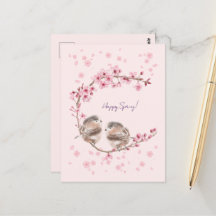 Happy Spring!  A spring greeting with cherry bloss