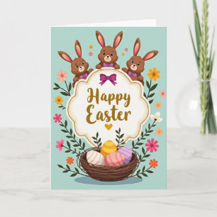 Happy Spring Bunnies Easter Card