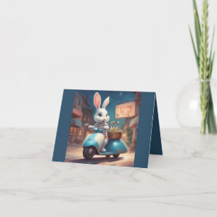 Happy Spring Bunny on a Scooter Card