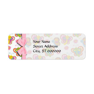 happy spring butterflies pattern return address label