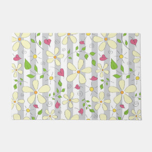 Happy spring chamomile daisy floral happy doormat