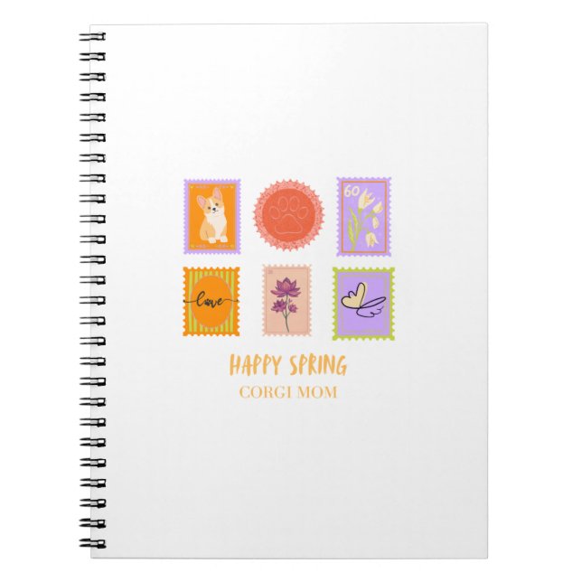 Happy Spring Corgi Stamp Notebook (Front)