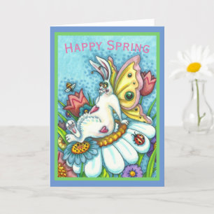 HAPPY SPRING FLUTTERBUN RABBIT, FUNNY BUNNY Blank Card