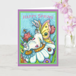 HAPPY SPRING FLUTTERBUN RABBIT, FUNNY BUNNY Blank Card
