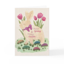 Happy Spring & Hoppy Easter Greeting Card with Gol