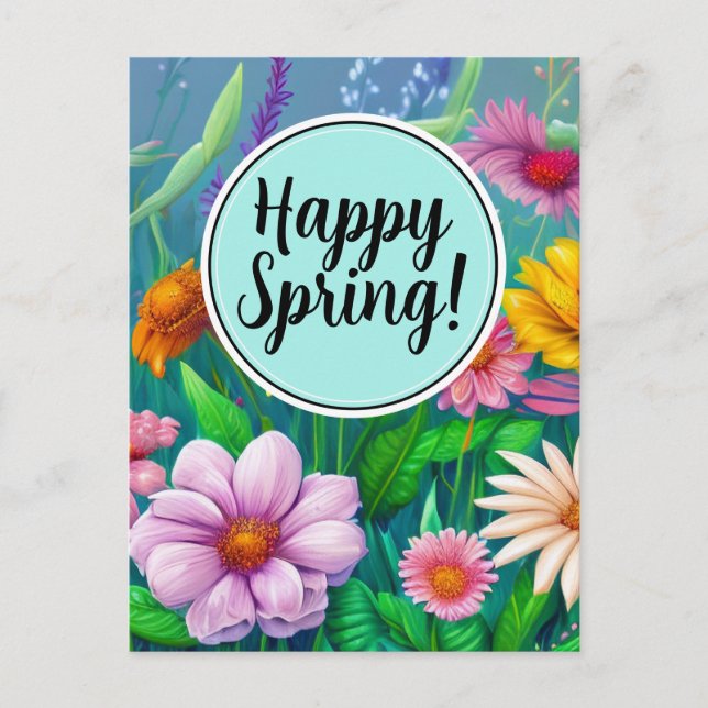 Happy Spring Mixed Flowers 2 Colours Template (Front)