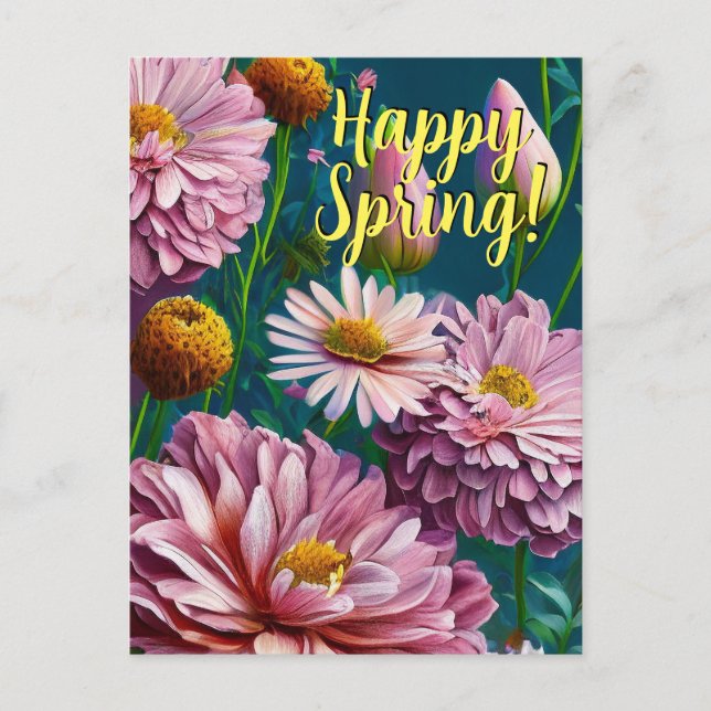 Happy Spring Mixed Flowers 3 Colours Template (Front)