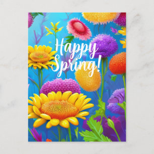 Happy Spring Mixed Flowers Colours Template Holida
