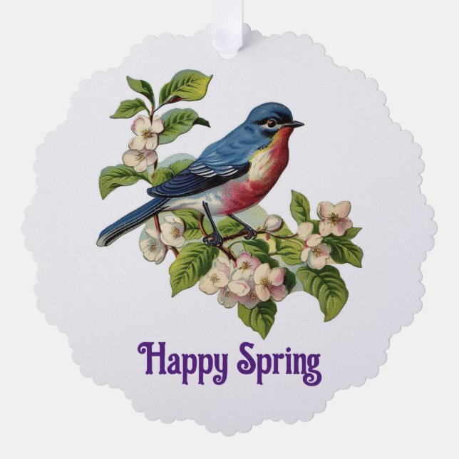Happy Spring Paper Ornament Card (Front)