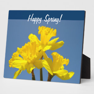 Happy Spring! plaques Yellow Daffodil Flowers Blu