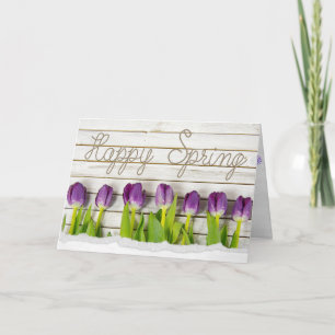 Happy Spring Purple Tulips Holiday Card