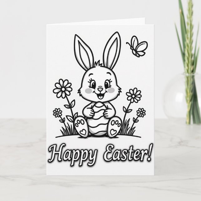 Happy Spring Rabbit Scene Card (Front)