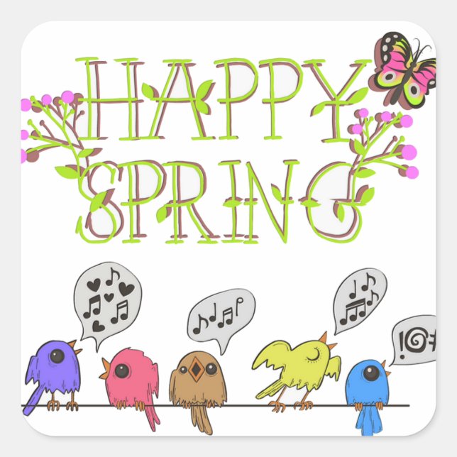"Happy Spring" Stickers (Front)