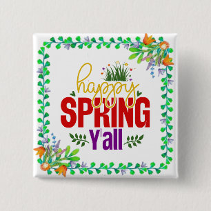 Happy Spring Y’all-90996 15 Cm Square Badge