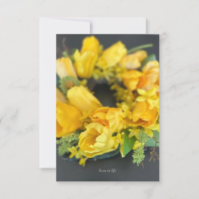 Happy Spring - Yellow Wreath  Card (Front)
